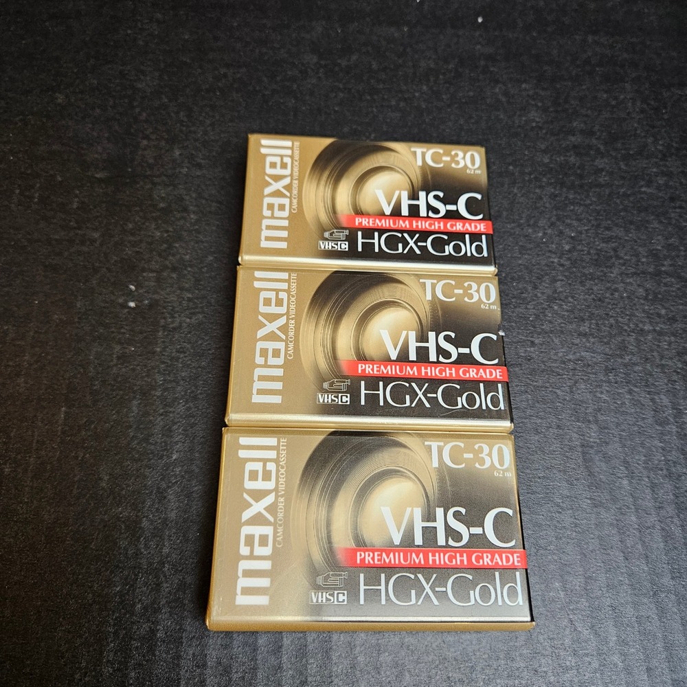3 Pack Maxell HGX-Gold TC-30 VHS-C Premium High Grade Camcorder Videocassettes